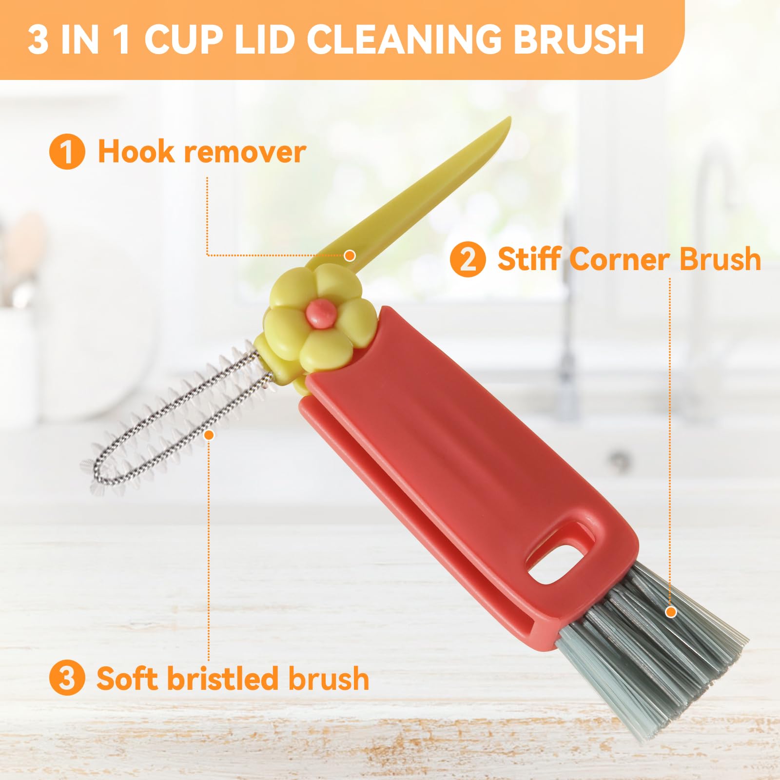 3 in 1 Cup Lid Gap Cleaning Brush Set, Multifunctional Bottle Cleaning Brush, Cup Lid Gap Cleaner, Home Kitchen Crevice Cleaning Brush Tools (Green)