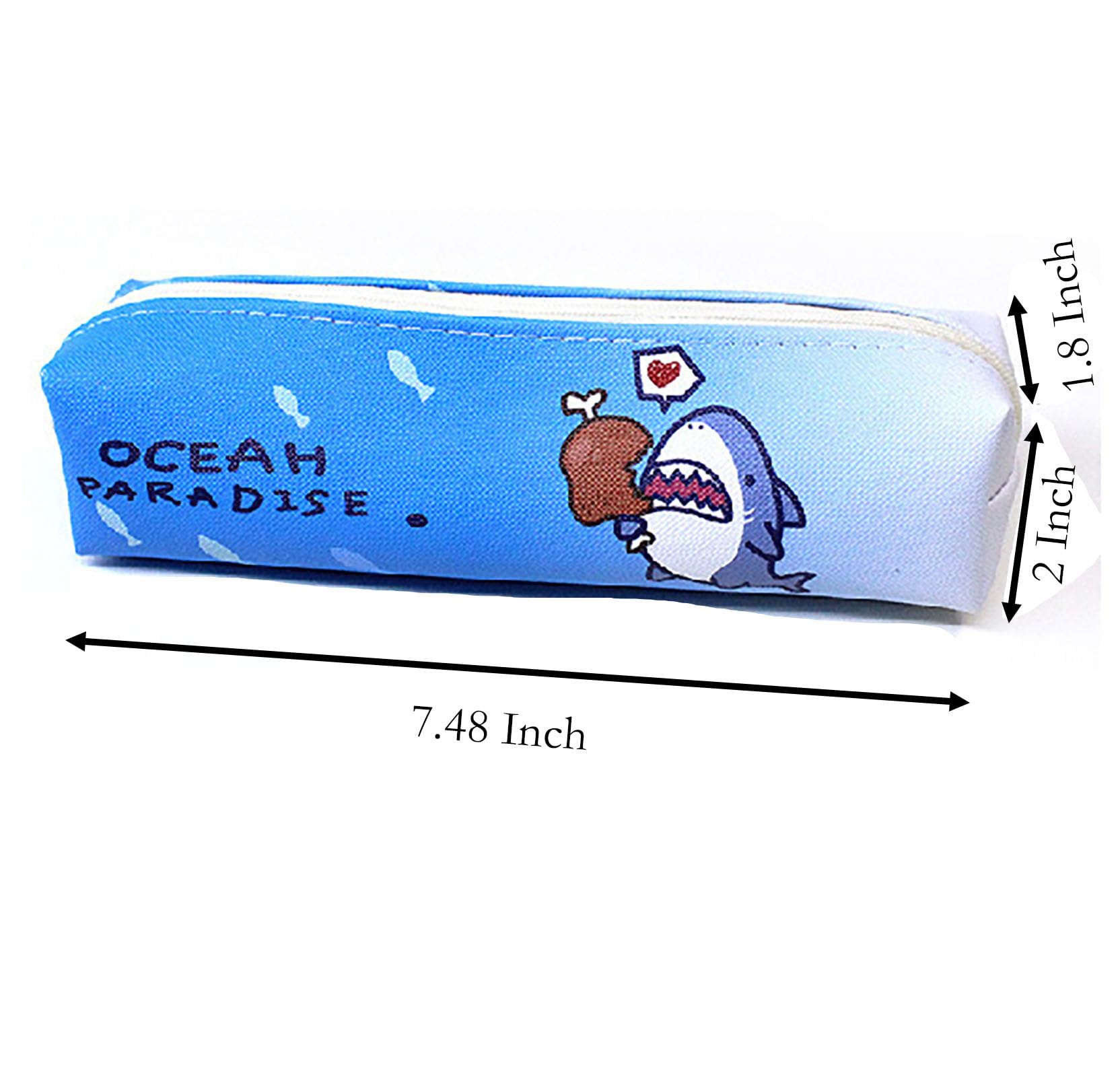 YIKANGHENG 2 Pcs Pen and Pencil Box, 7.5 Inch x 2 Inch x 2 Inch Soft Pencil Bag for Pen and Marker Storage and Holiday Gifts (shark)