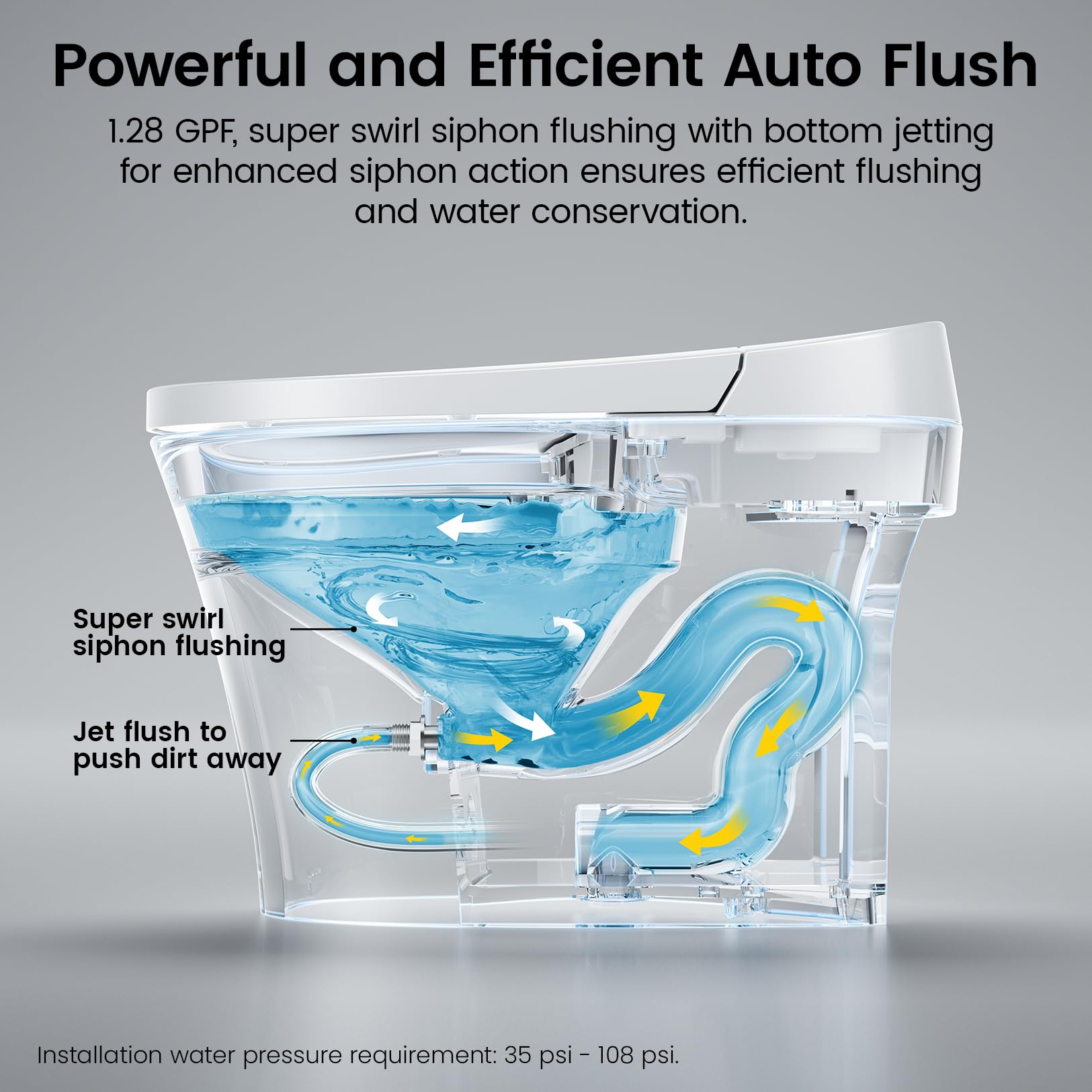 SOTOMO Smart Toilet With Built-in Bidet, Elongated Bidet Toilet, Instant Warm Water Wash, Auto Flush, Auto Open/Close, Heated Seat, Dryer, Night-Light, and Flush Capability During a Blackout - YA80