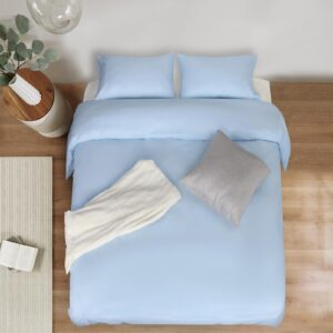 Mejoroom Lake Blue Duvet Cover Queen Size – Queen Duvet Cover Set - Soft and Breathable Comforter Cover with Zipper Closure, 3Pieces, 1 Duvet Cover (90x90”) and 2 Pillow Shams(20x26”)