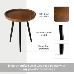 MH London Oscar Mango Wood End Table.Exclusively Designed Hand-Crafted Small Nightstand. Solid Wood Round End Table.Contemporary Accent Table for Bedrooms, Living Rooms and Home Office