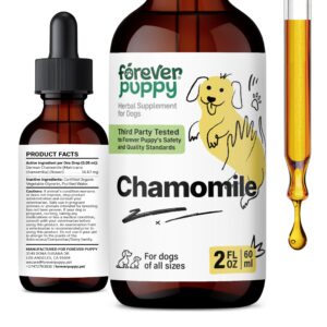 chamomile drops for dogs - gut & digestive health supplements - chamomile flowers for stomach soothing - dog supplements & vitamins for gut support & gas relief of all breeds & sizes - 2 fl oz