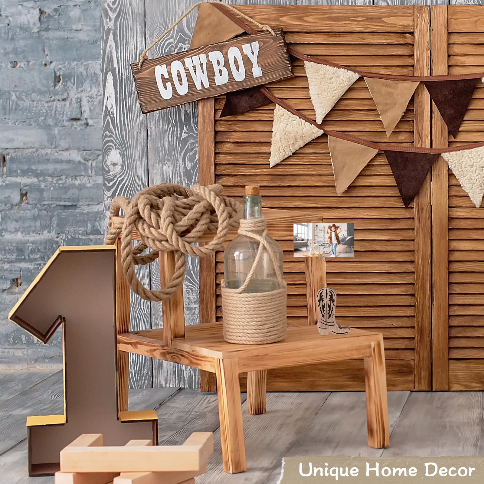 Havawish 10 Pcs Wood Cowboy Boot Place Card Holders and 10 Pcs Kraft Table Place Cards Cowboy Boots Table Number Holders Photo Holder Menu Memo Clips Cowboy Boot Decorations for Wedding Party Favors