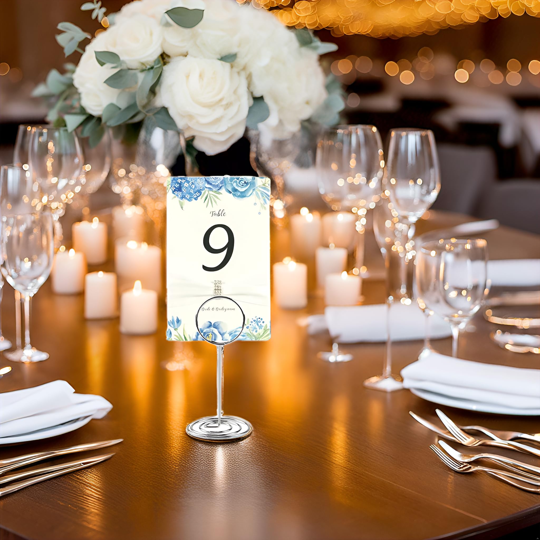 FGY 20PCS Table Number Holders, 3.35” Place Card Holders, Small Table Number Stands, Picture Memo Photo Holders for Table, Table Sign Holders for Centerpieces Wedding Party Graduation Reception,Silver