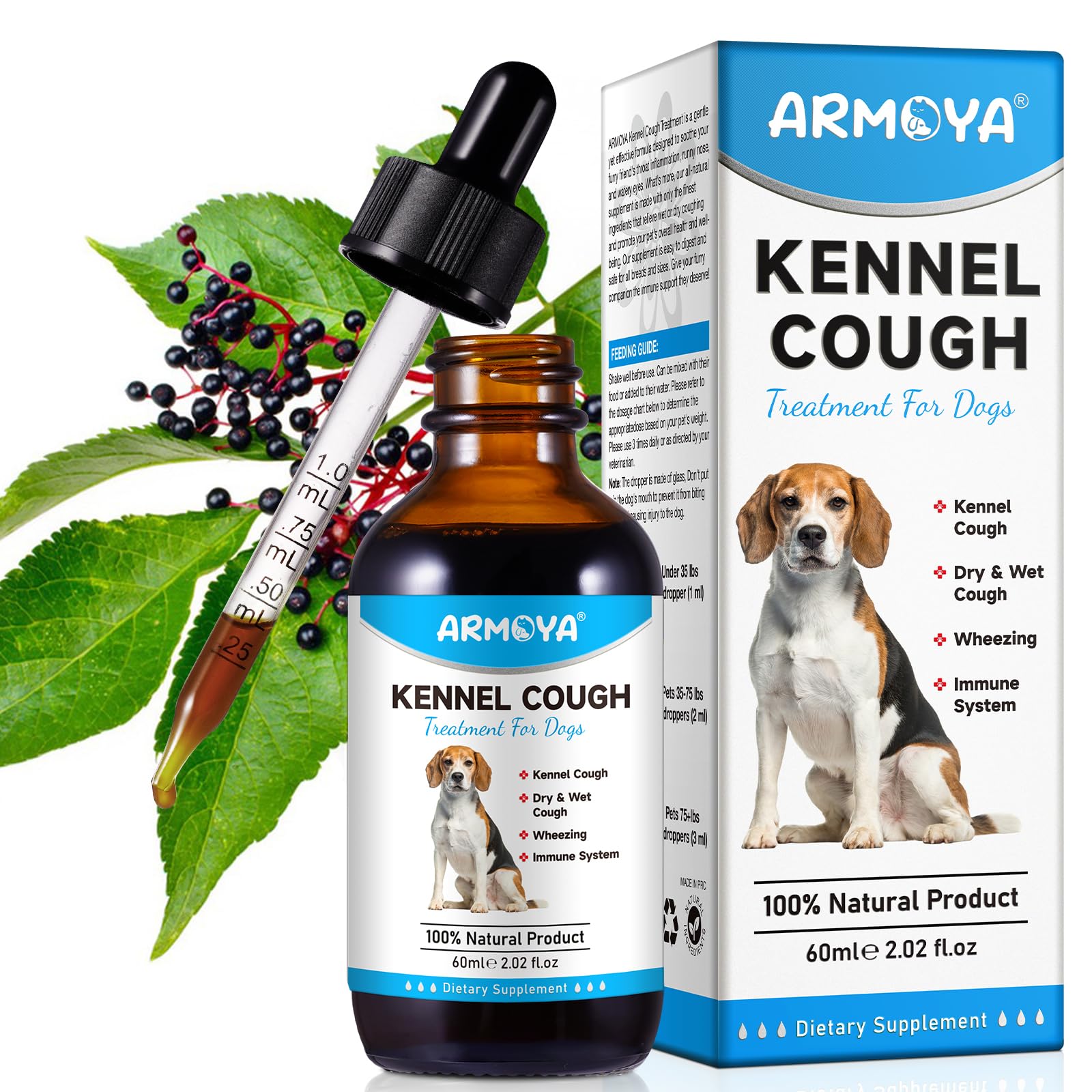 Dog Cough Treatmen - Kennel Cough for Dogs - Dog Allergy Relief - Natural Cough Supplement for Dogs - Herbal Drops for All Breeds & Sizes Natural Cough Supplement for Dogs