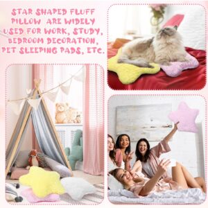 Yousoontic 6 Pcs Star Plush Throw Pillows Cute Preppy Star Shaped Floor Cushions Kids Aesthetic Room Decorative Pillows for Sofa Living Room Bedroom, 15.75 Inches(Pink,Yellow, White)