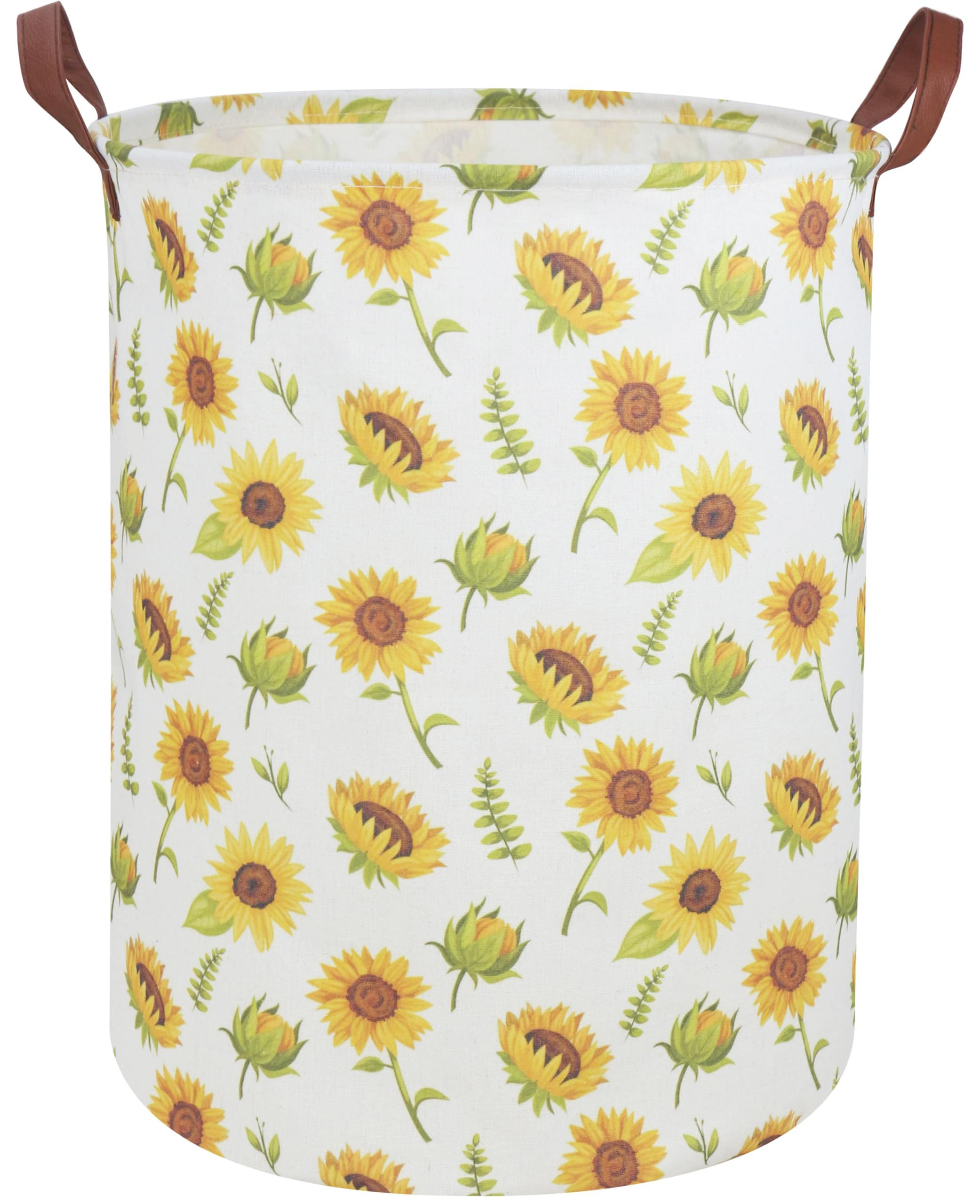 Sanjiaofen Girls Laundry Hamper,Sunflower Laundry Basket Collapsible Girls Storage Baskets for Home Decor,Office,Toy Organizer,(Sunflower)