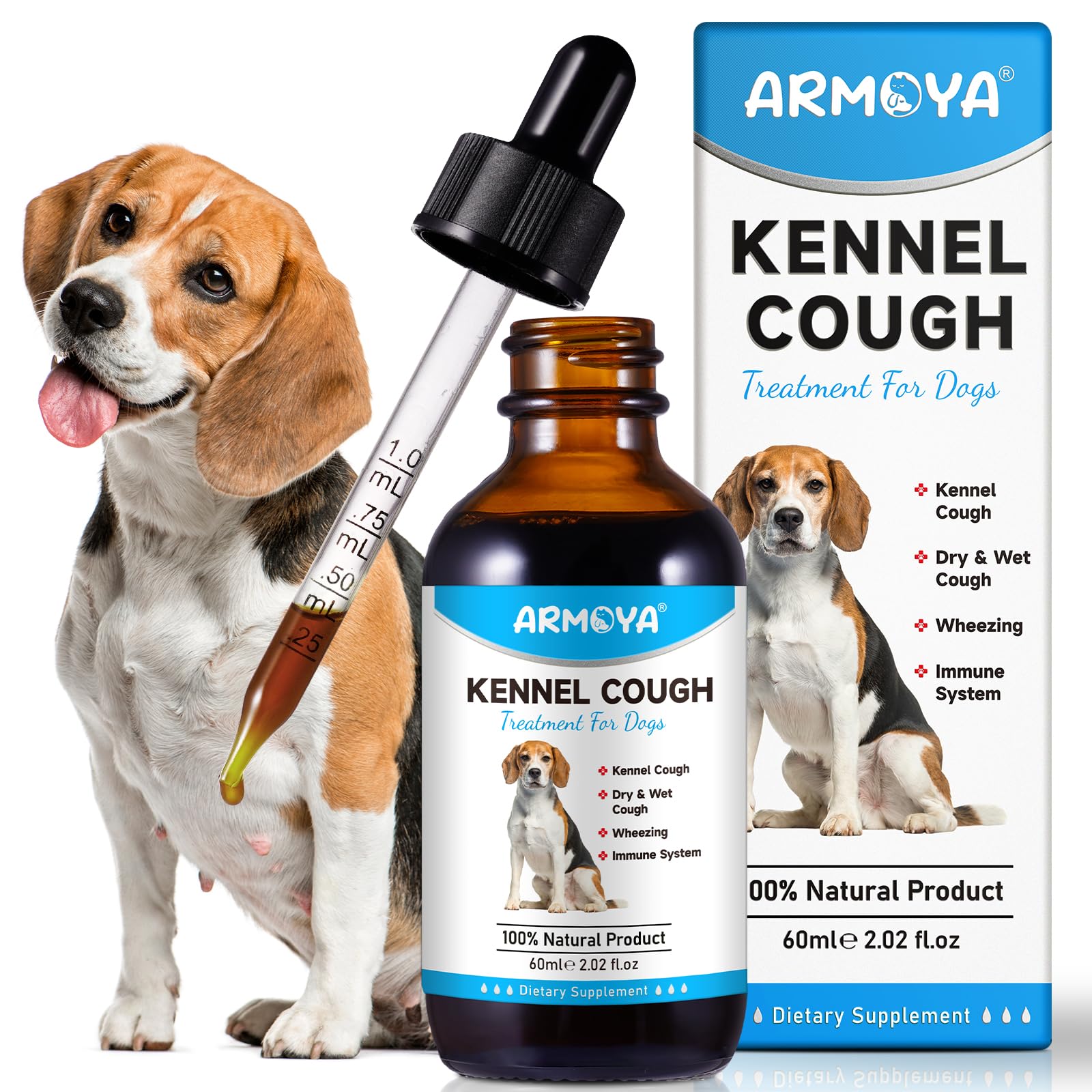 Dog Cough Treatmen - Kennel Cough for Dogs - Dog Allergy Relief - Natural Cough Supplement for Dogs - Herbal Drops for All Breeds & Sizes Natural Cough Supplement for Dogs