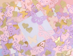 hiklo butterfly table scatter confetti - butterfly table decorations, butterfly birthday decor, butterfly themed spring wedding/bridal shower/baby shower party decor, 210 pcs pink purple gold confetti