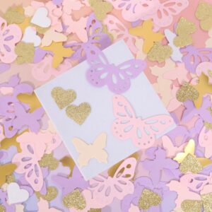 HIKLO Butterfly Table Scatter Confetti - Butterfly Table Decorations, Butterfly Birthday Decor, Butterfly Themed Spring Wedding/Bridal Shower/Baby Shower Party Decor, 210 Pcs Pink Purple Gold Confetti