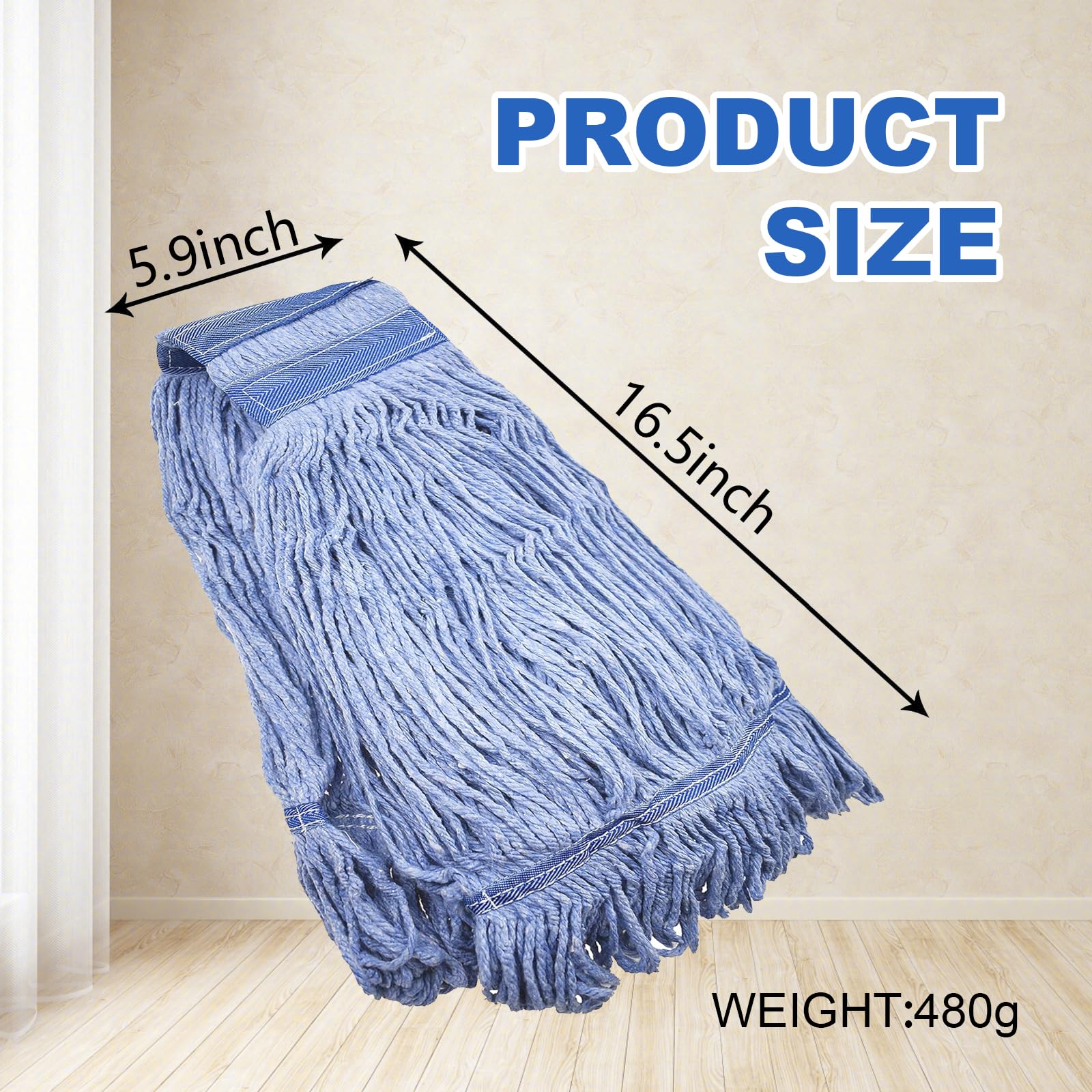 3Packs Mop Head Replacement Heavy Duty Commercial Mop Head Replacement, Reusable Mop Head Refills-Replacement Mop Heads Mop Head Replacement for Home, Highly Absorbent,Industrial and Commercial Use