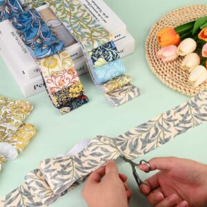 50Pcs William Morris Floral Jelly Fabric Strips Roll for Quilting Crafting Spring Summer Floral Precut Patchwork for Sewing DIY Crafts 2.55 Inch Polyester Fabric Bundles