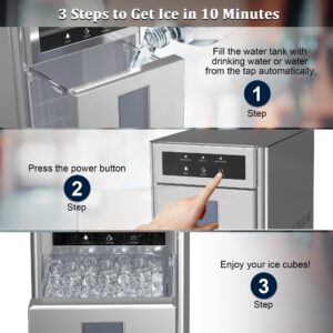 OOTDAY Nugget Ice Maker, 44 LBS/24H Portable Ice Maker with Self-Cleaning Function, Easy-to-Control, Counter Top Ice Maker Perfect for Home, Office, Kitchen, RV