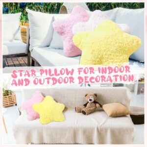 Yousoontic 6 Pcs Star Plush Throw Pillows Cute Preppy Star Shaped Floor Cushions Kids Aesthetic Room Decorative Pillows for Sofa Living Room Bedroom, 15.75 Inches(Pink,Yellow, White)