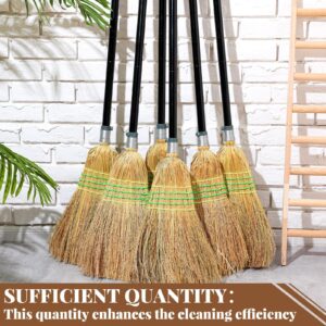 Maxcheck 6 Pcs Corn Broom with Handle Heavy Duty Broom for Sweeping Indoor Outdoor Broom for Kitchen Courtyard Garage Lobby Office, 59.8"