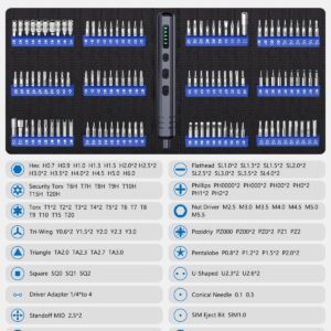 Mini Electric Screwdriver Set 140-IN-1: UnaMela Small Electric Screwdriver Cordless - 120 Precision Bits, 5 Torque Settings, LED Light, Magnetic Power Screwdriver Repair Tool Kit for PC RC Electronics