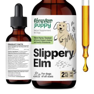 slippery elm tincture for dogs - gut support w/slippery elm bark - soluble fiber for dogs of all breeds & sizes - slippery elm digestive dog drops - natural dog food supplements - 2 oz