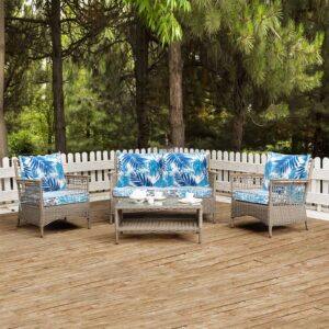 JMGBird Outdoor Patio Cushion Covers Set of 4 Chair Seat Washable Covers Water Resistant Slip Replacement Furniture Cushion Pillow Seat Cover for Couch Garden Sofa Indoor with Zipper 24x24x4