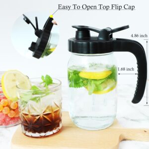 Wide Mouth Mason Jar Lid With Pour Spout & Heavy Duty Non- Slip Handle, Mason Jar Pitcher Lids With Top Flip Cap Airtight & Leak-Proof Seal, Easy Pouring Spout, Jars Not Included -2 Pack