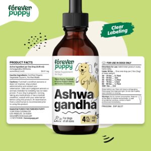 Ashwagandha Drops for Dogs - Calming Care for Dogs with Ashwagandha Drops - Liquid Alternative to Calming Chews for Dogs' Composure & Relaxation - Dog Vitamins and Supplements - 4 oz