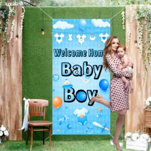 Labakita Welcome Home Baby Boy Door Banner, It’s a Boy Welcome Baby Boy Banner, Baby Shower Decorations for Boys, Gender Reveal Baby Shower Door Sign Party Decoration Inside Outside