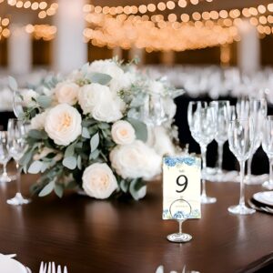 FGY 20PCS Table Number Holders, 2 Inch Place Card Holders, Mini Table Number Stands, Picture Memo Photo Holders for Table, Table Sign Holders for Centerpieces Wedding Party Graduation Reception,Silver