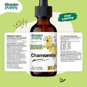 Chamomile Drops for Dogs - Gut & Digestive Health Supplements - Chamomile Flowers for Stomach Soothing - Dog Supplements & Vitamins for Gut Support & Gas Relief of All Breeds & Sizes - 2 fl oz