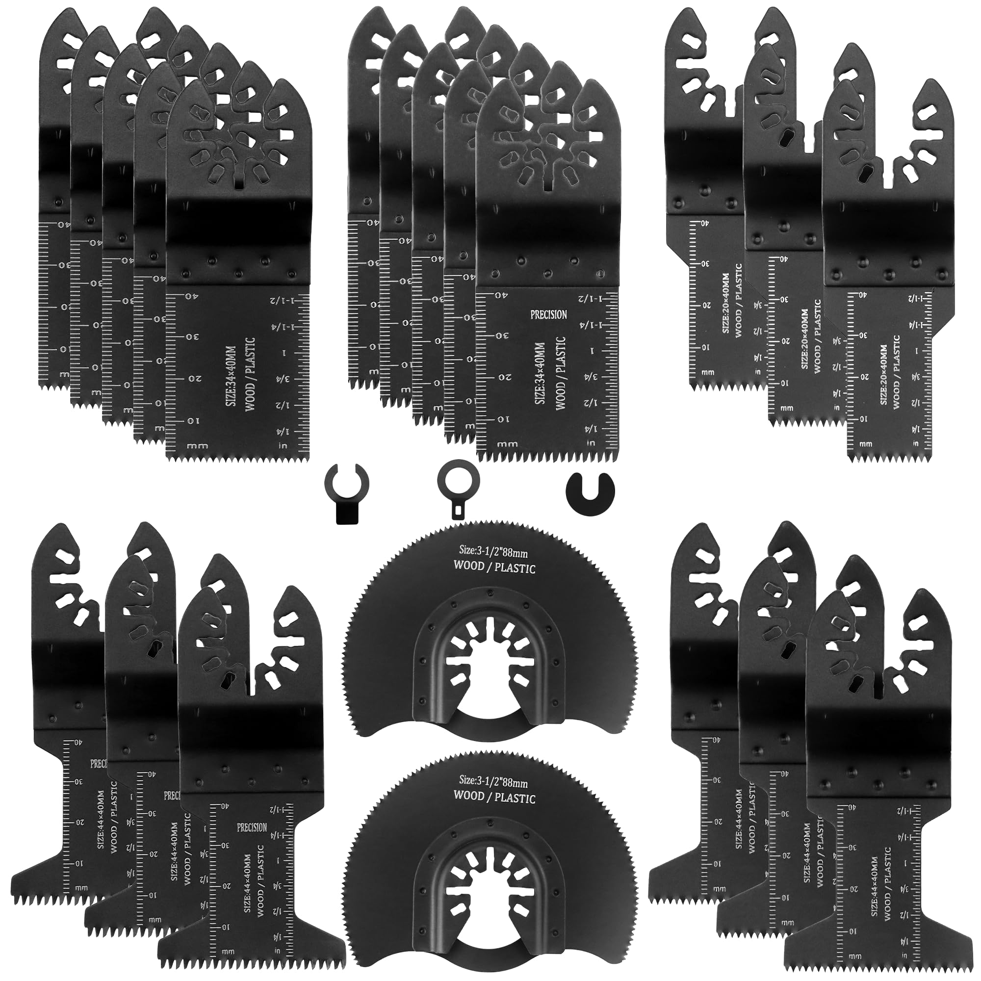 Vypart Universal Wood Metal Oscillating Multitool Quick Release Saw Blades - 24 PCS Dewalt Multi Tool Blades Kits - Fit for Dewalt Ridgid Ryobi Milwaukee Chicago Craftsman