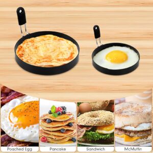 8 Pack Stainless Steel Fried Egg Ring, Pancake Ring Mold Round Egg Cooker Nonstick Griddle Pancake Shapers with Silicone Handle for Breakfast Omelette Sandwich(4 Inch, 6 Inch)