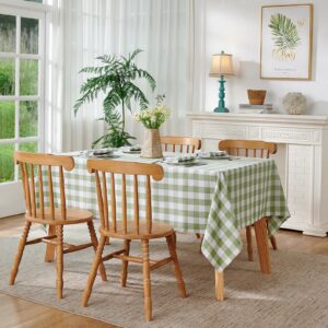 Veblandy Checkered Tablecloth Rectangle Waterproof Gingham Table Cloth Washable Buffalo Plaid Table Cover Wrinkle Free for Kitchen, Dining and Outdoor Picnic, 52 x 70 Inch, Sage Green and White