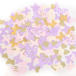 HIKLO Butterfly Table Scatter Confetti - Butterfly Table Decorations, Butterfly Birthday Decor, Butterfly Themed Spring Wedding/Bridal Shower/Baby Shower Party Decor, 210 Pcs Pink Purple Gold Confetti