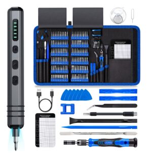 mini electric screwdriver set 140-in-1: unamela small electric screwdriver cordless - 120 precision bits, 5 torque settings, led light, magnetic power screwdriver repair tool kit for pc rc electronics