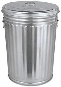 plexon brush pre-galvanized trash can with lid, round, steel, 20gal, gray