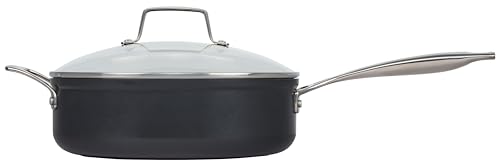 Le Creuset Essential Non-stick Ceramic Sauté Pan with Glass Lid, 4 ¼ qt.