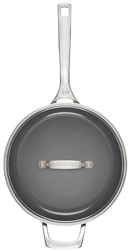 Le Creuset Essential Non-stick Ceramic Sauté Pan with Glass Lid, 4 ¼ qt.