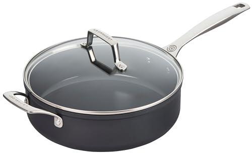 Le Creuset Essential Non-stick Ceramic Sauté Pan with Glass Lid, 4 ¼ qt.