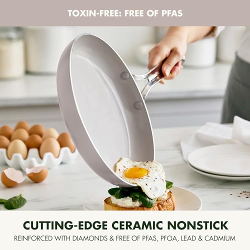 GreenPan Nova 10” Frying Pan Skillet and 4.37QT Sauté Pan with Lid, Oprah’s Favorite Things 2024, PFAS-Free Ceramic Nonstick, Induction Suitable, Sear, Fry, Broil, Dishwasher & Oven Safe, Clay