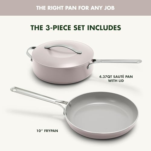 GreenPan Nova 10” Frying Pan Skillet and 4.37QT Sauté Pan with Lid, Oprah’s Favorite Things 2024, PFAS-Free Ceramic Nonstick, Induction Suitable, Sear, Fry, Broil, Dishwasher & Oven Safe, Clay