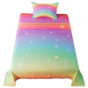 adasmile a & s rainbow sheets twin for girls rainbow sheet set tie dye sheets colorful rainbow bed sheet for kids glitter girly rainbow bedding set 1 fitted sheet 1 flat sheet 1 pillowcase home decor