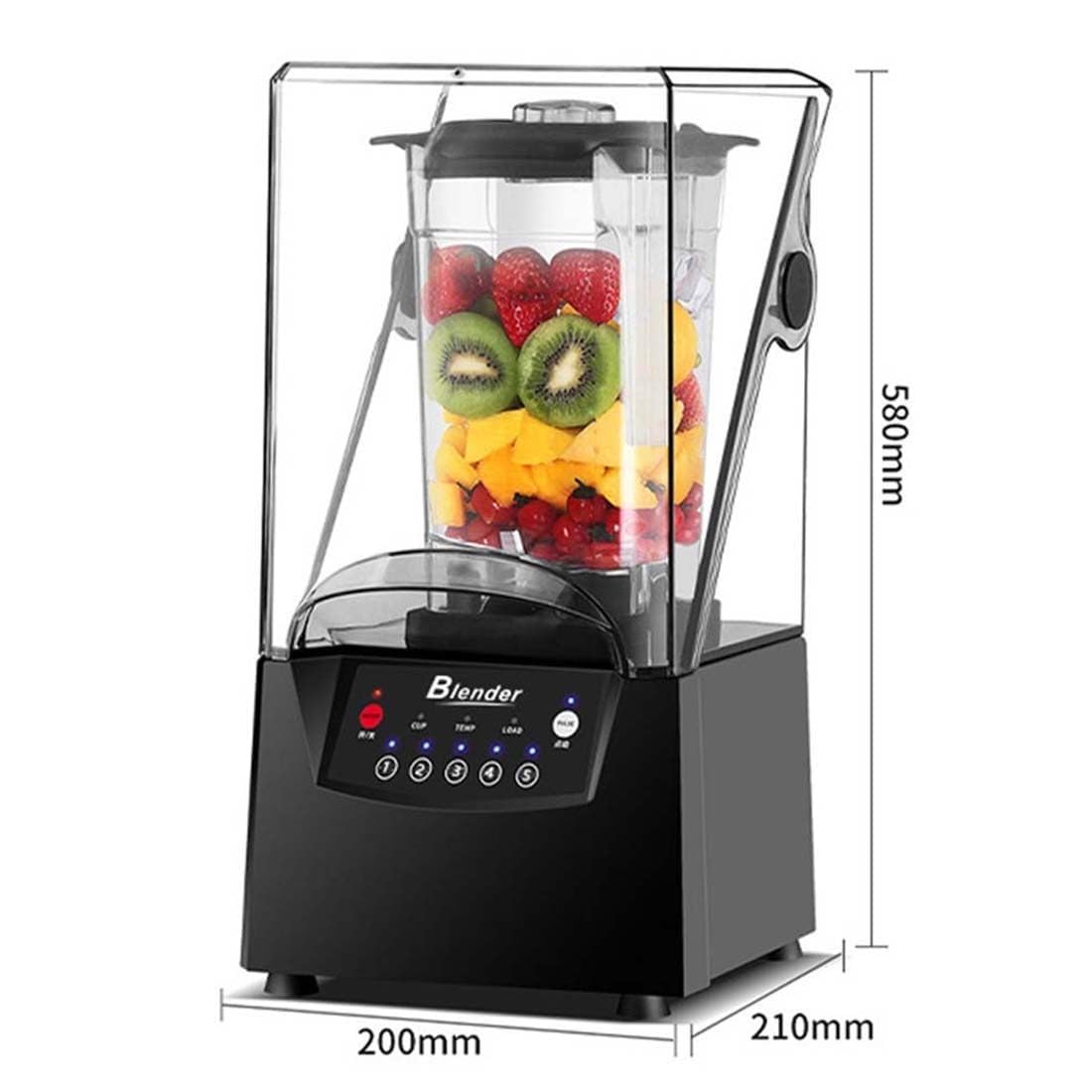 WHIPIN Blender Smoothie Maker, 2L Commercial Mixer Milkshake Smoothie Blender Machine for Shakes and Smoothies, Heavy Duty 2200W Stainless Steel Blade with Quiet Shield Sound Enclosure, 5 Presets