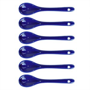 albedel dark blue 6 pcs porcelain egg spoons ceramic spoons 4.7 inch coffee dessert yogurt tea milky tea