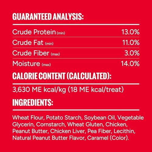 Good 'n' Tasty Triple Flavor Stacks with Peanut Butter, 3.5 Ounces, Bite Sized Snacks for Dogs with Premium Chicken and Real Peanut Butter