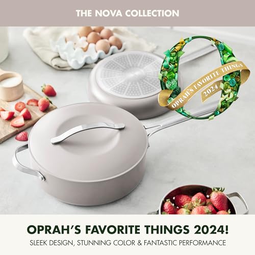 GreenPan Nova 10” Frying Pan Skillet and 4.37QT Sauté Pan with Lid, Oprah’s Favorite Things 2024, PFAS-Free Ceramic Nonstick, Induction Suitable, Sear, Fry, Broil, Dishwasher & Oven Safe, Clay