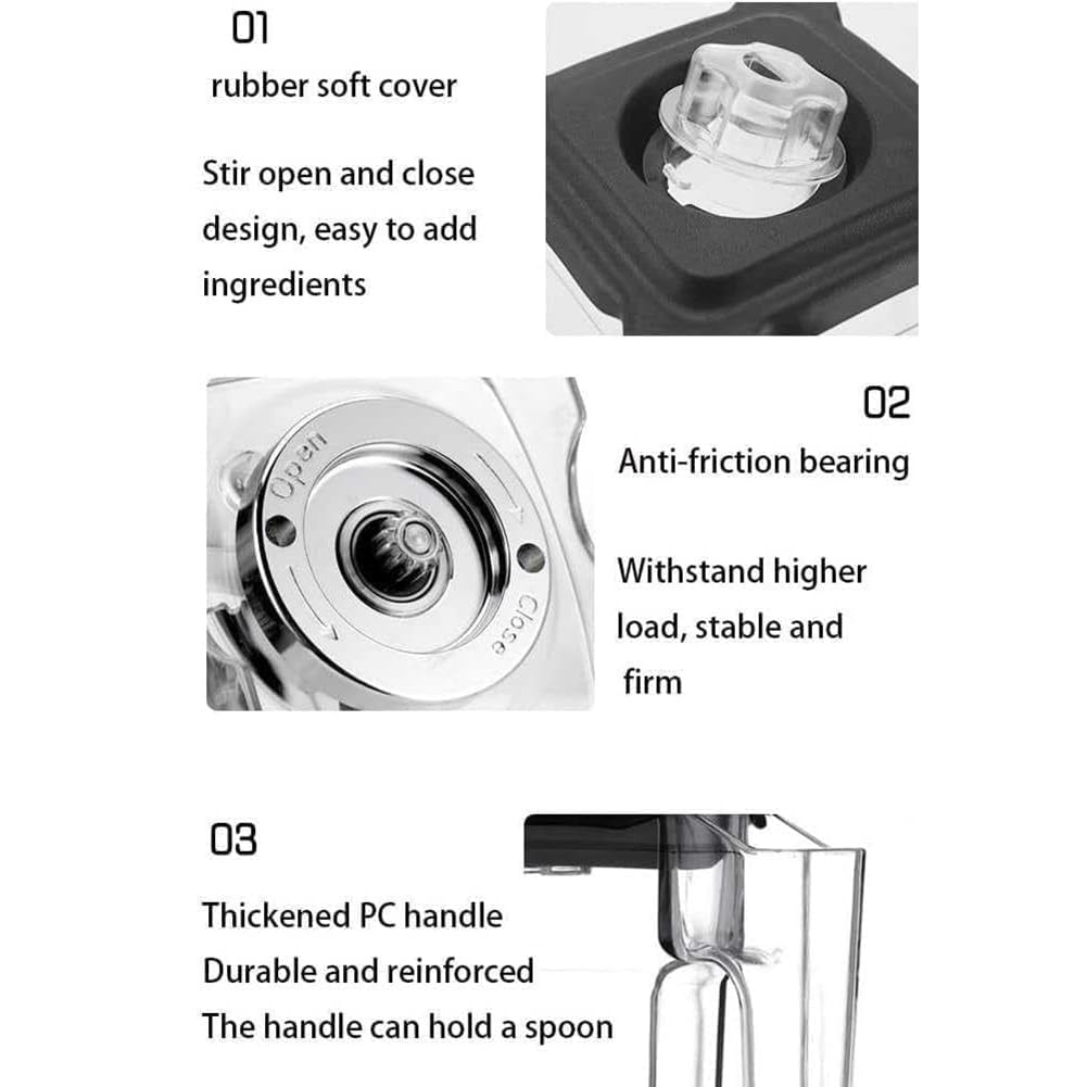 WHIPIN Blender Smoothie Maker, 2L Commercial Smoothie Mixer with Sound Enclosure, 2200W Heavy Duty Kitchen Mixer Milkshake Smoothie, 17000rpm Blade, 5 Presets, Silent Broken