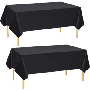 zgorendz 2 pack rectangle tablecloths 54 x 108 inch water resistant tablecloths disposable fabric table cover for dining table, buffet party and camping, black