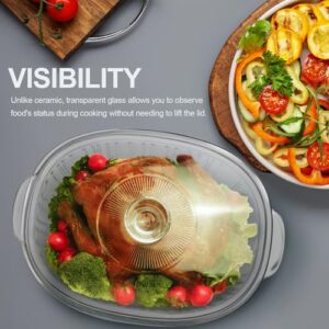 Luvan 2.8L/3Qt Glass Casserole Dish with Lid, Ribbed Oval Glass Baking Dish for Oven & Microwave, Clear Lead-Free Covered Casserole Cookware, Versatile Deep Glass Food Container for Baking, Cooking