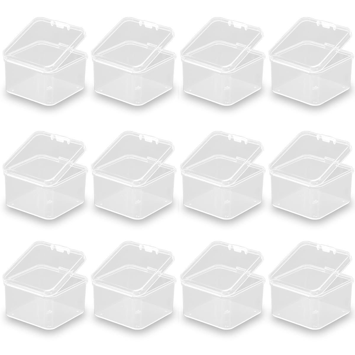 24 Pcs Square Bead Organizers - Clear Plastic Beads Storage Containers Box for Jewelry Findings and Art Supplies (2.09 x 2.09 x1.42 inch)