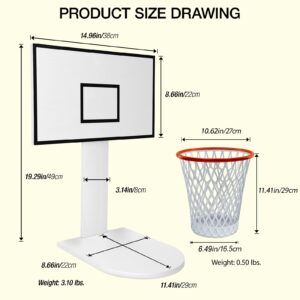 Basketball Trash Can,Trash Can Holder Wastebasket Backboard (Including 1pc Basketball Trash Can),White Wooden Basketball Garbage Can,Trash Can Basketball Hoop for Bedroom Office Kitchen Living Room