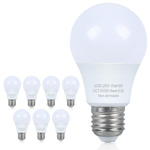 marxlait 8 pack led light bulbs 60 watt equivalent, daylight 5000k, a19 standard light bulbs, e26 medium base, non-dimmable