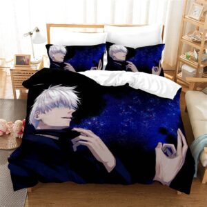 dairuini anime jujutsu kaisen bedding set japan anima gojo satoru itadori yuji bed line for kids teen duvet cover home textile bed cover set pillowcase,da-246,queen:90"x90"/229 * 229cm